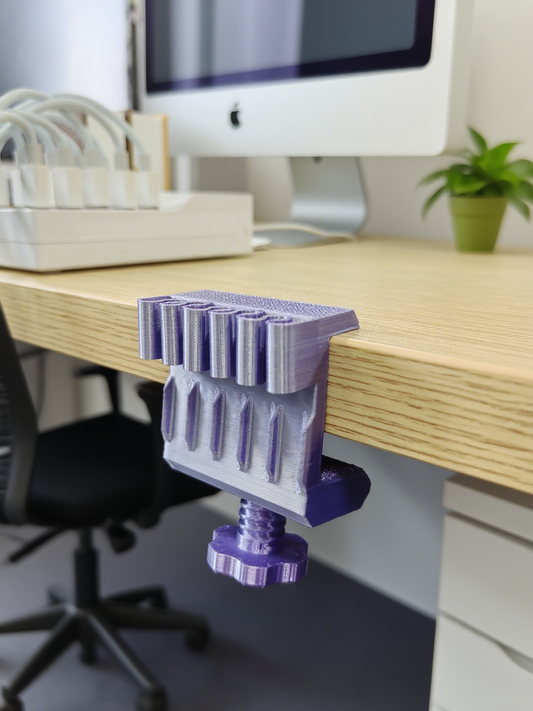 3D Printed Desk Cable Clamp | 5 Slots